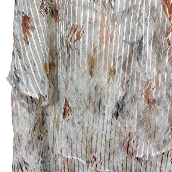 White House Black Market Metallic Floral Pinstriped Sleeveless Top Blouse sz L - Picture 5 of 16